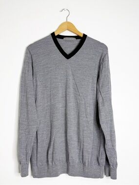 Icebreaker 100% Merino Wool V-Neck Sweater Gray XL